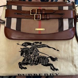 Burberry classic heritage canvas with leather buckle mini crossbody bag